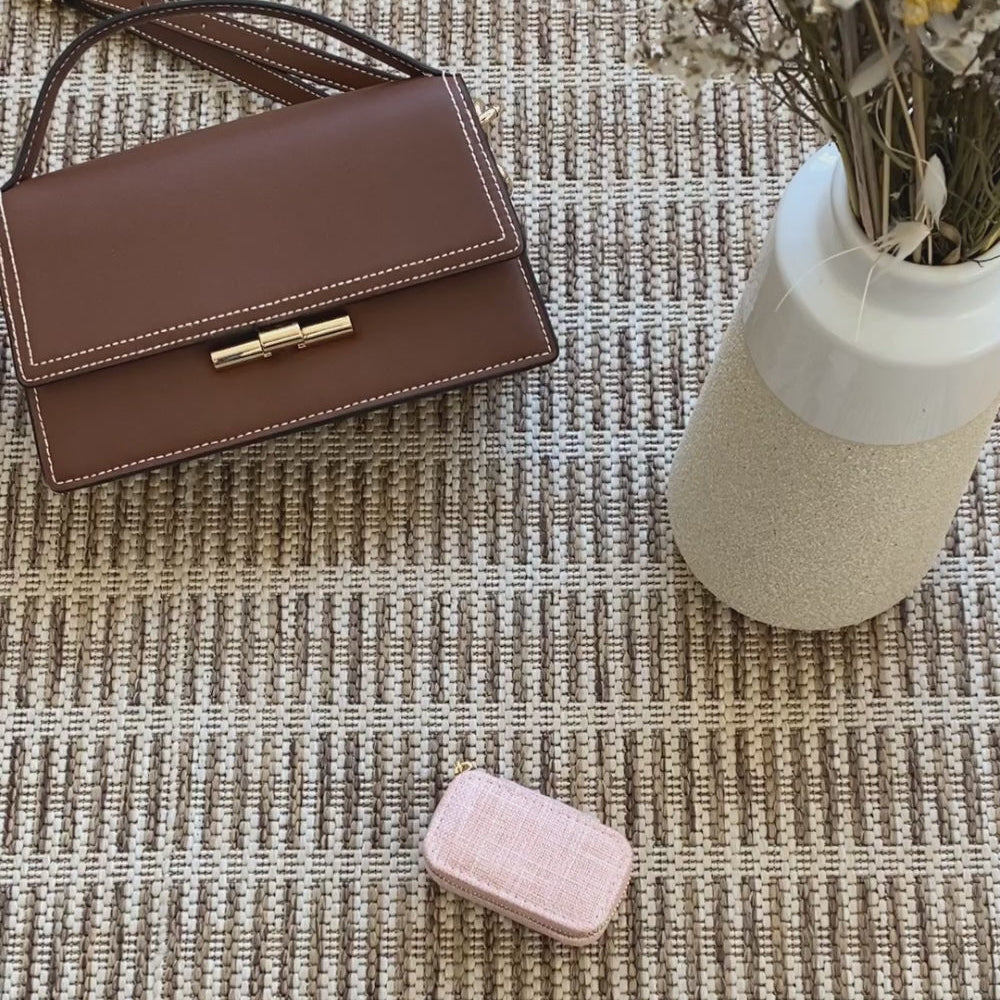 Marie effet lin - Rose - Mini boîte à bijoux de voyage