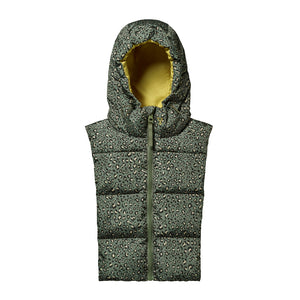 Capuche doudoune léopard kaki & lichen