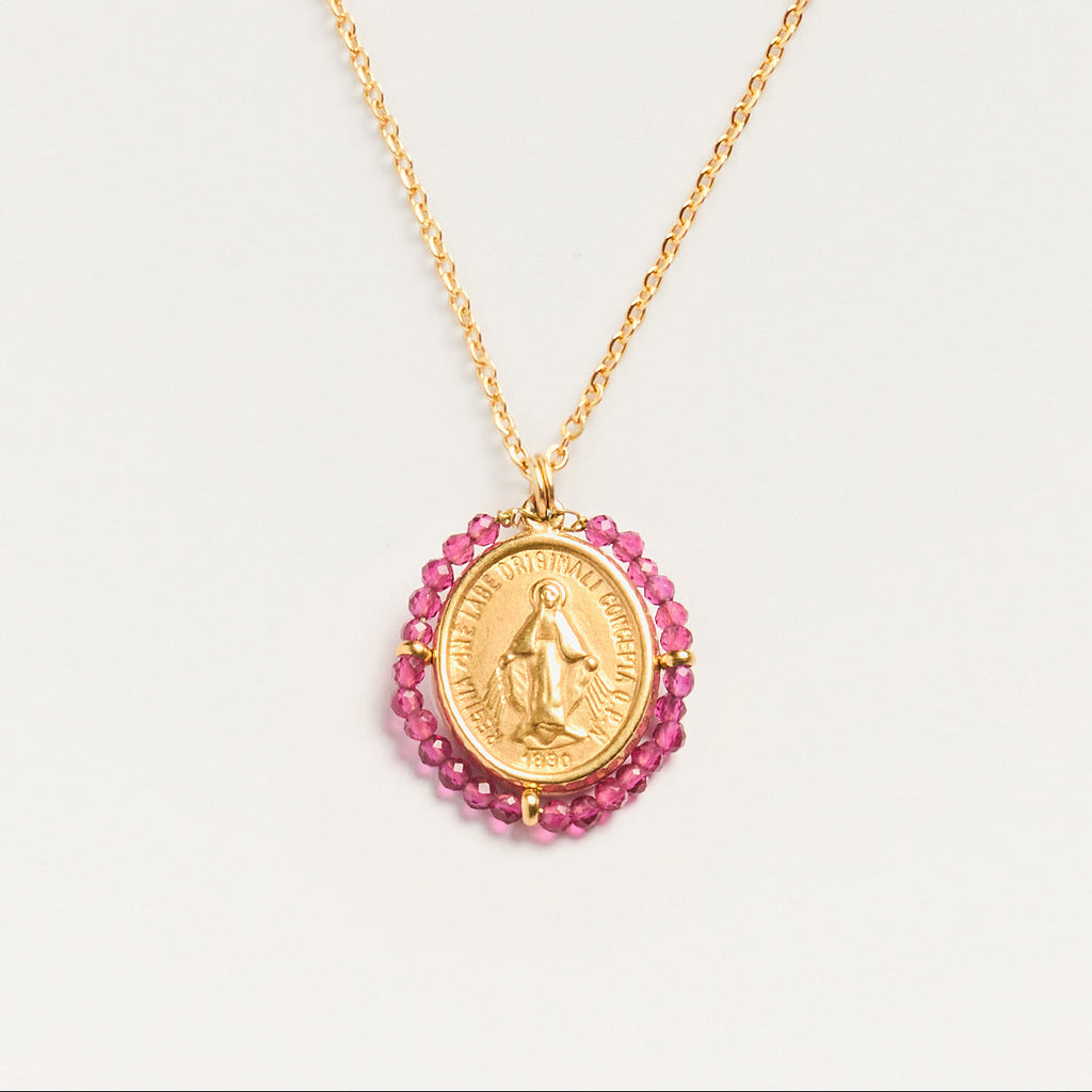 Collier Medaille Santa Maria - Grenat