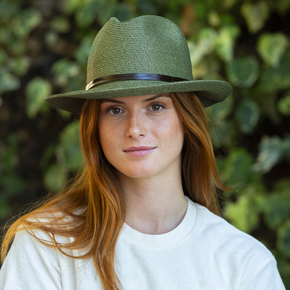 Chapeau Papier et Lien Cuir - Army