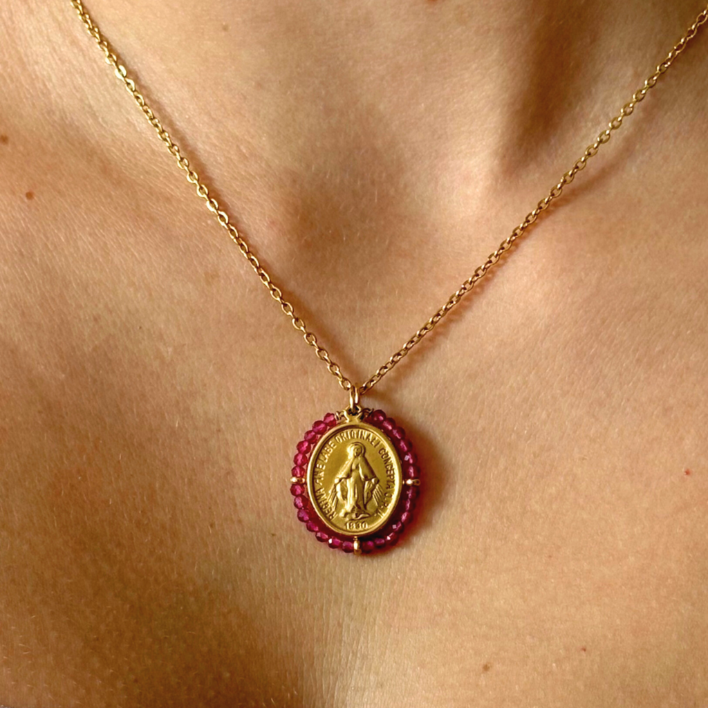 Collier Medaille Santa Maria - Grenat