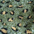 FFL02 Chaussettes pailletées en coton peigné Léopard - Kaki - Femme