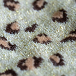 FFL03 Chaussette pailletées en coton peigné Léopard- Femme