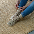 FFL03 Chaussette pailletées en coton peigné Léopard- Femme