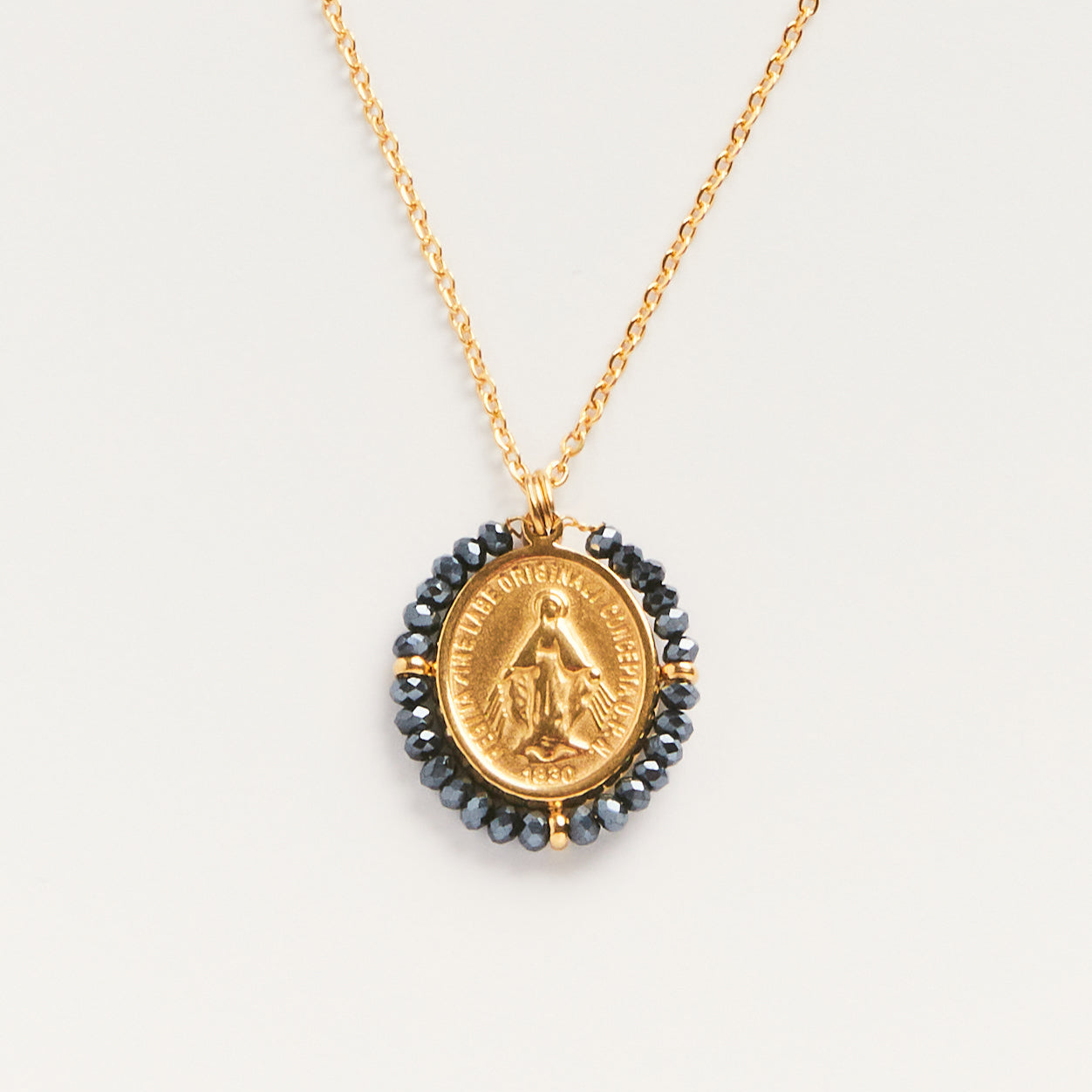 Collier Medaille Santa Maria - Hematite