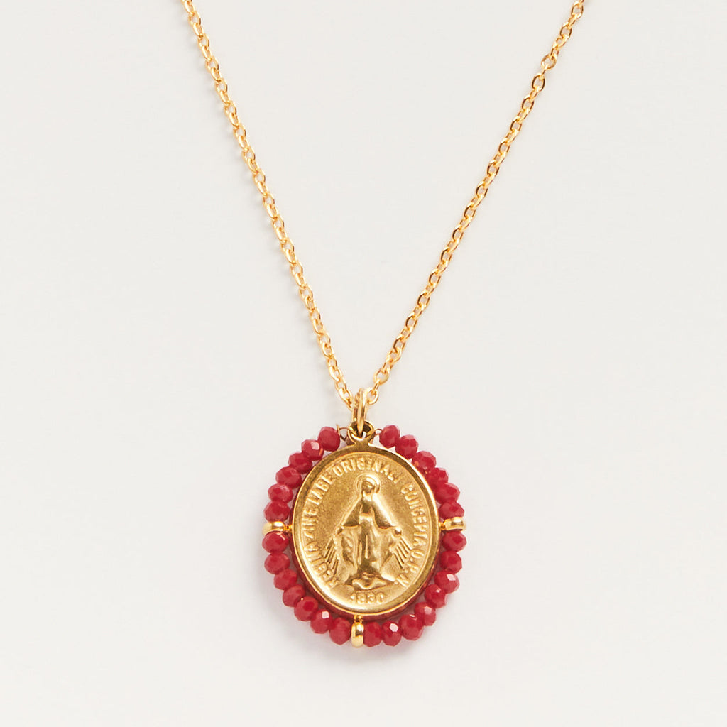 Collier Médaille Santa Maria - Red