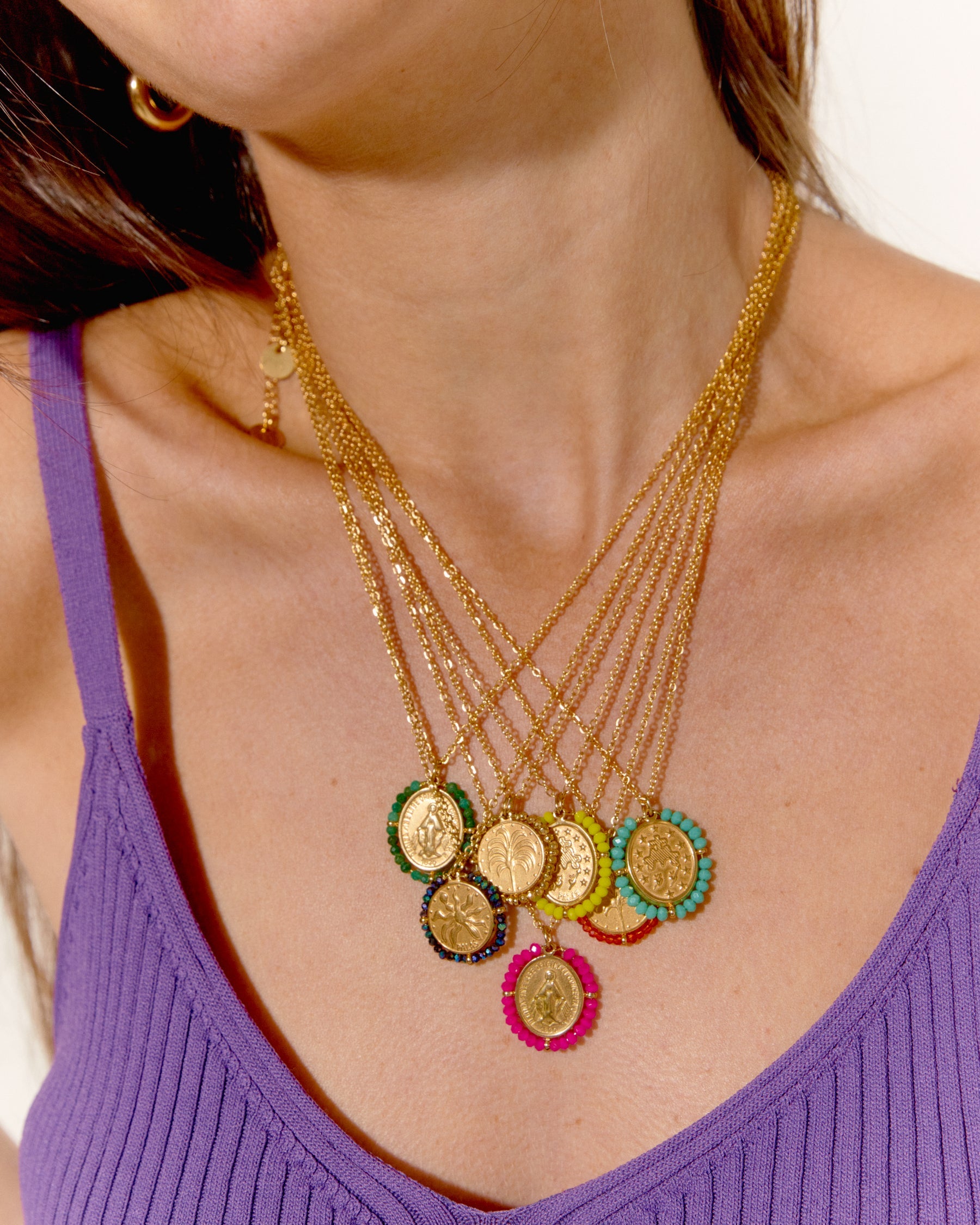 Collier Médaille Santa Maria - Red