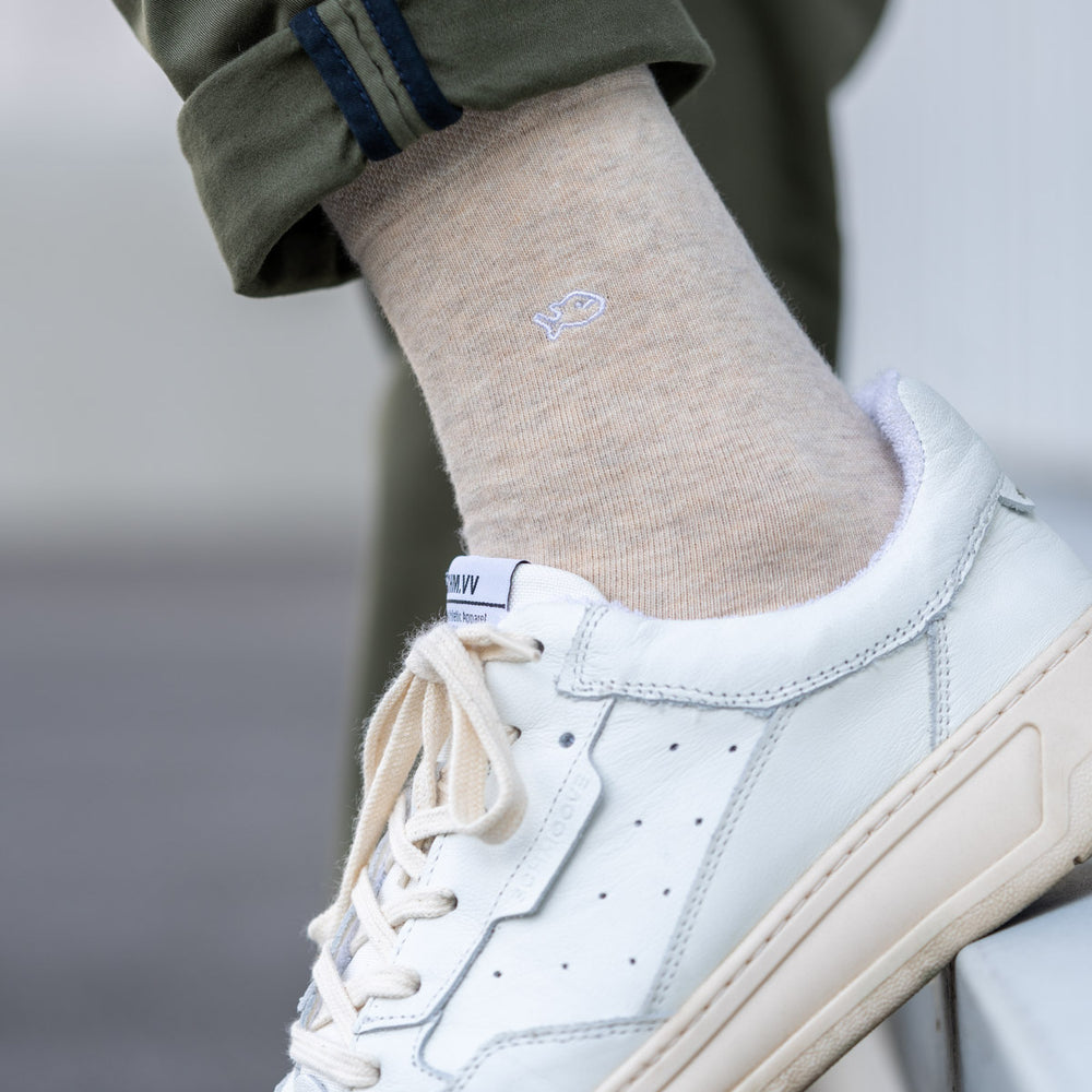 U29 Chaussettes en coton peigné Unies -Beige  - Homme