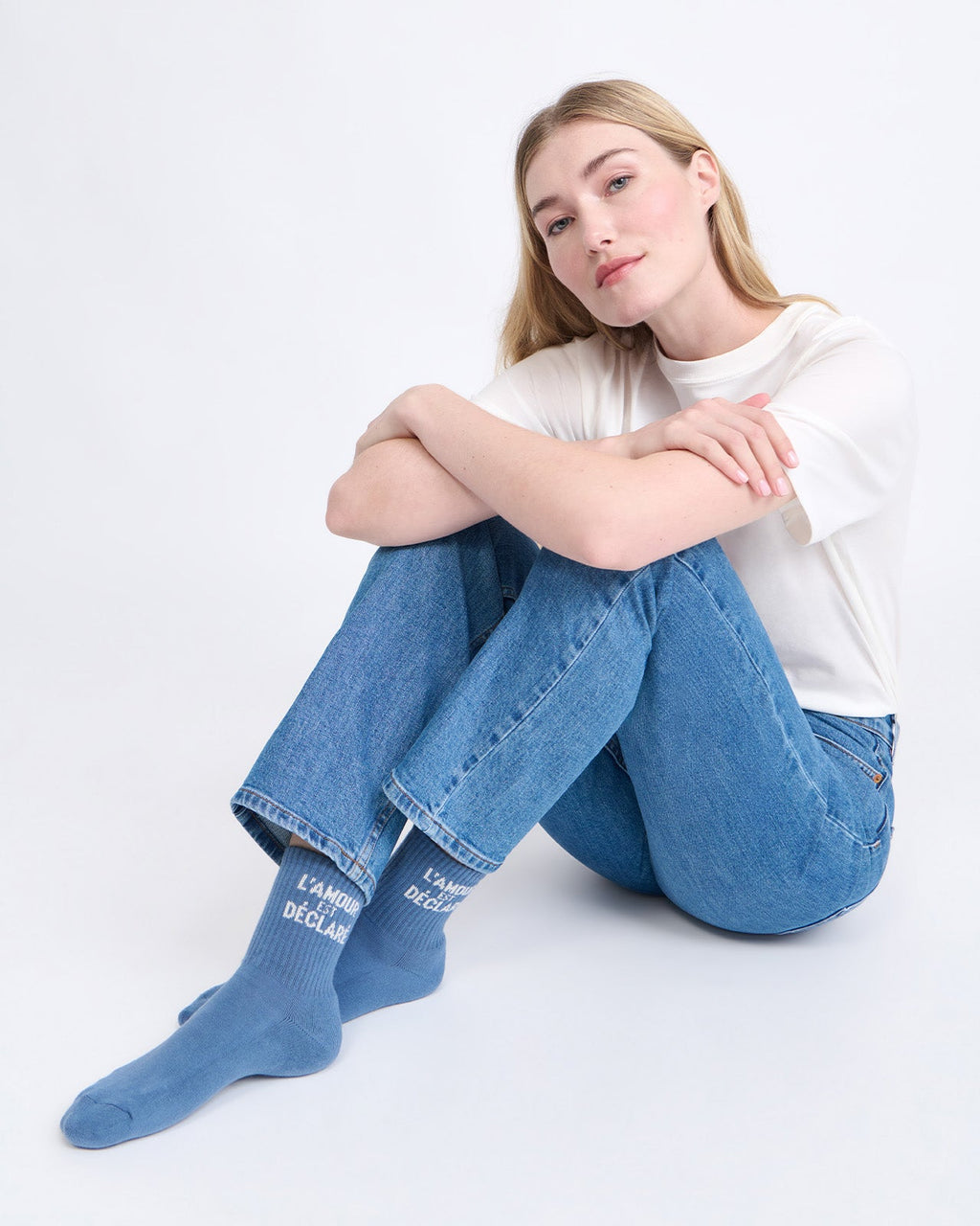 Chaussette L'amour est déclaré - Bleu Lac - Femme