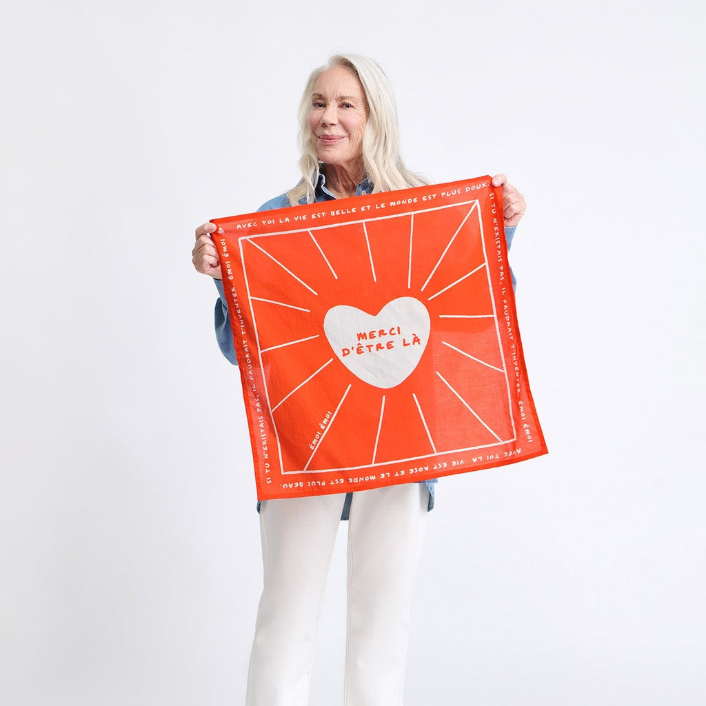 Bandana "Merci d'être là" - Rouge Tangerine