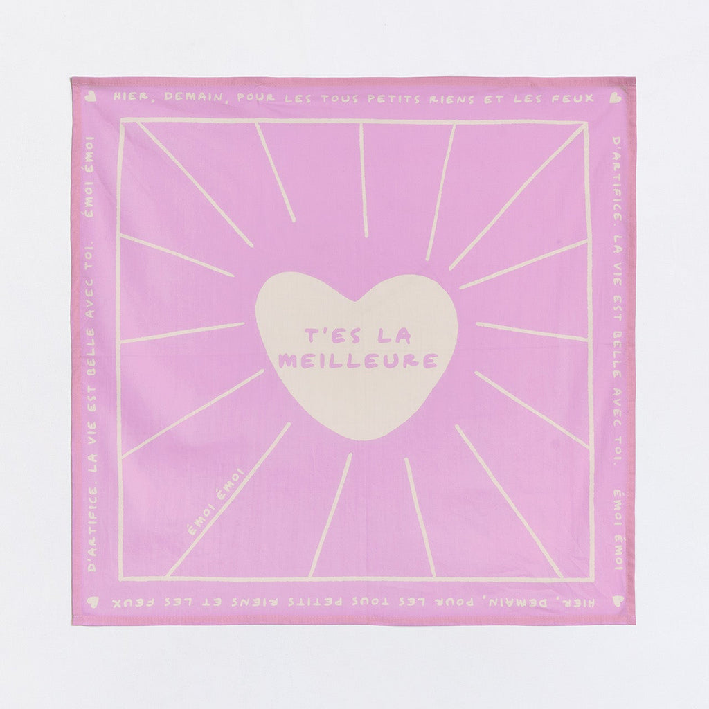Bandana "Tu es la meilleure " - Rose