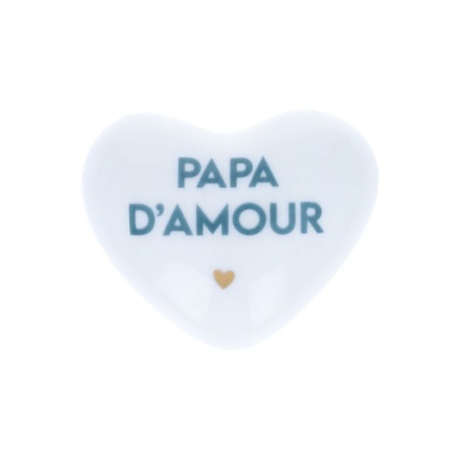 Cœur en céramique blanc et bleu "papa d'amour"