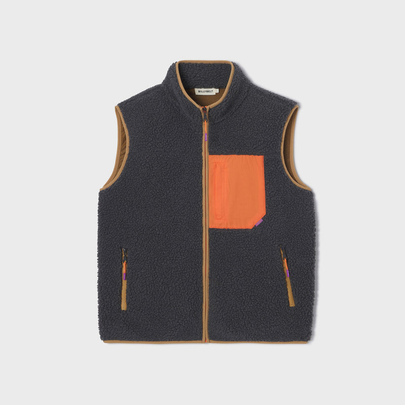 SHE62 - Veste en sherpa homme zippée sans manche - Gris