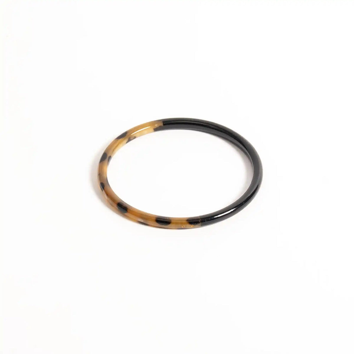 Joe Fin à l'unité - Léopard & noir - bracelet en corne bicolore