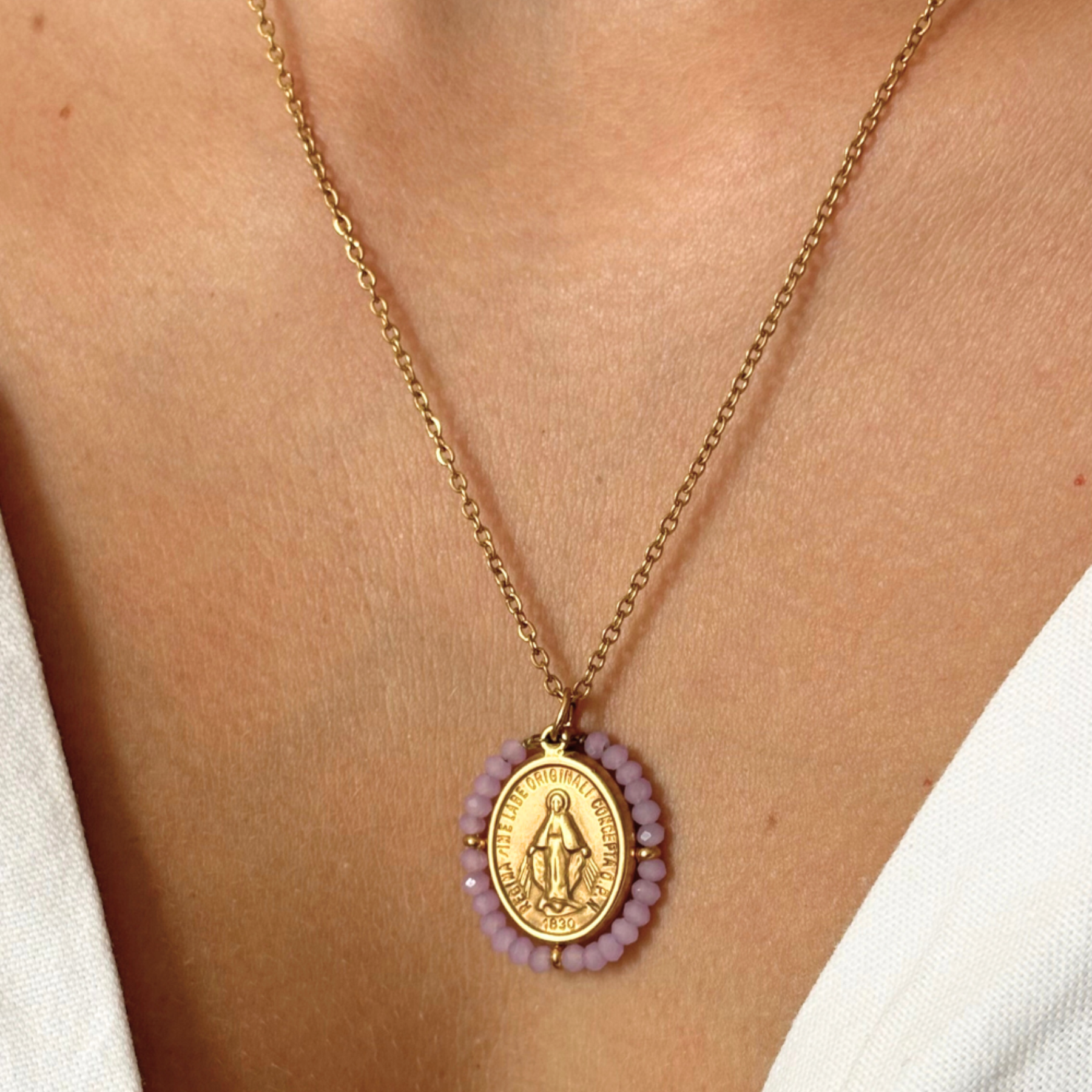 Collier Medaille Santa Maria - Lilas