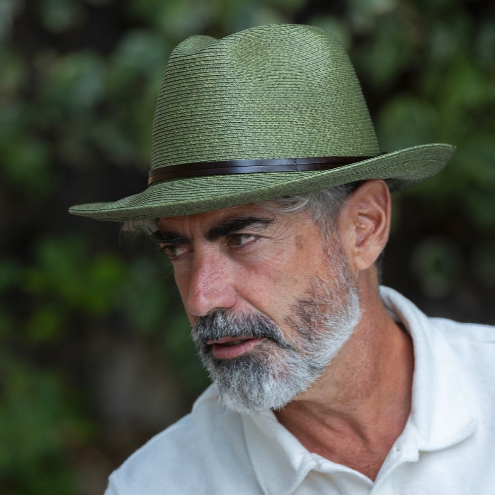Chapeau Papier et Lien Cuir - Army