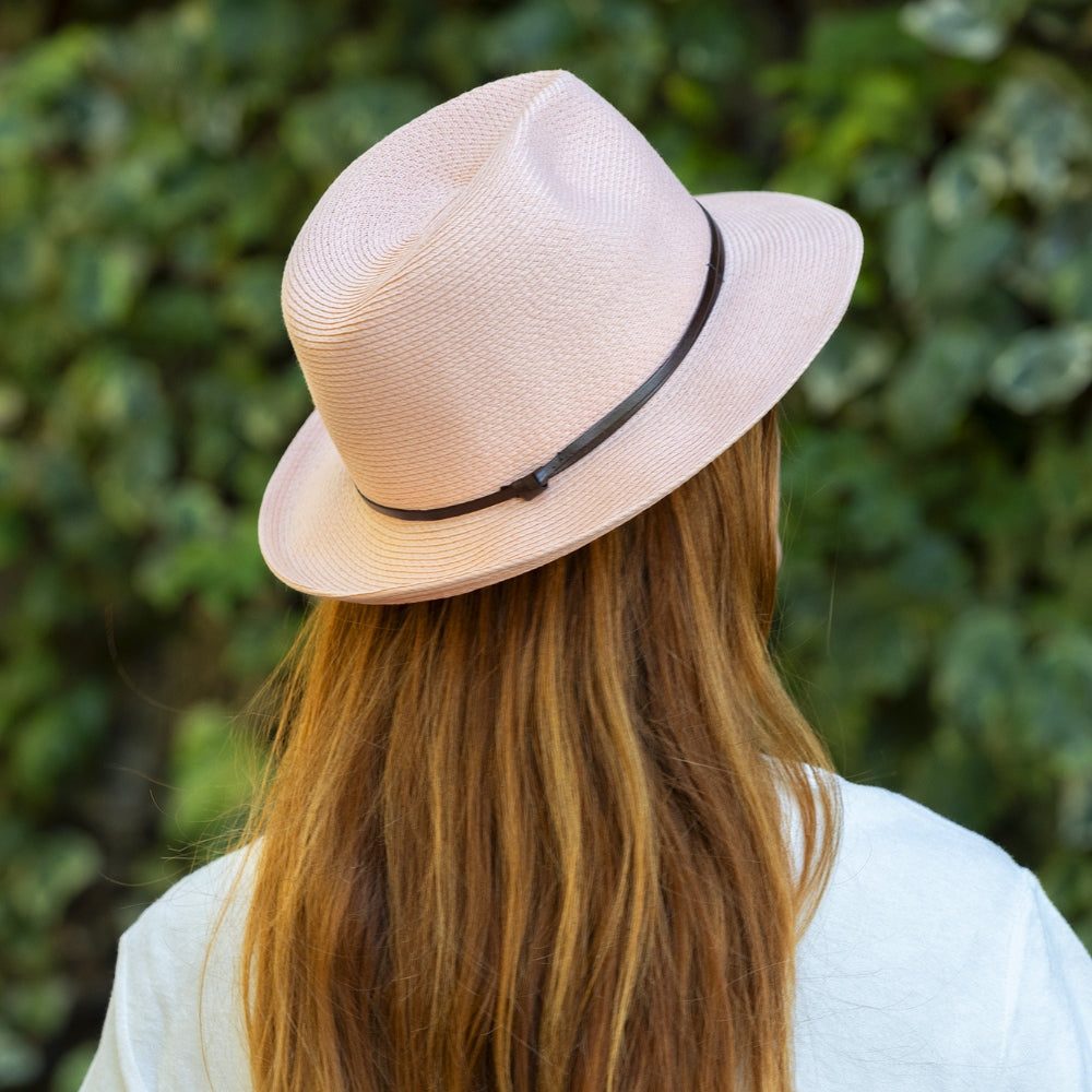 Chapeau Papier et Lien Cuir - Abricot