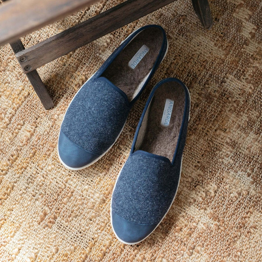 Chausson en laine, bleu marine - Homme