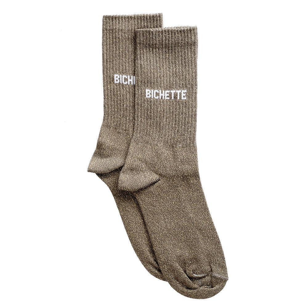 Bichette - Chaussettes pailletés Marron