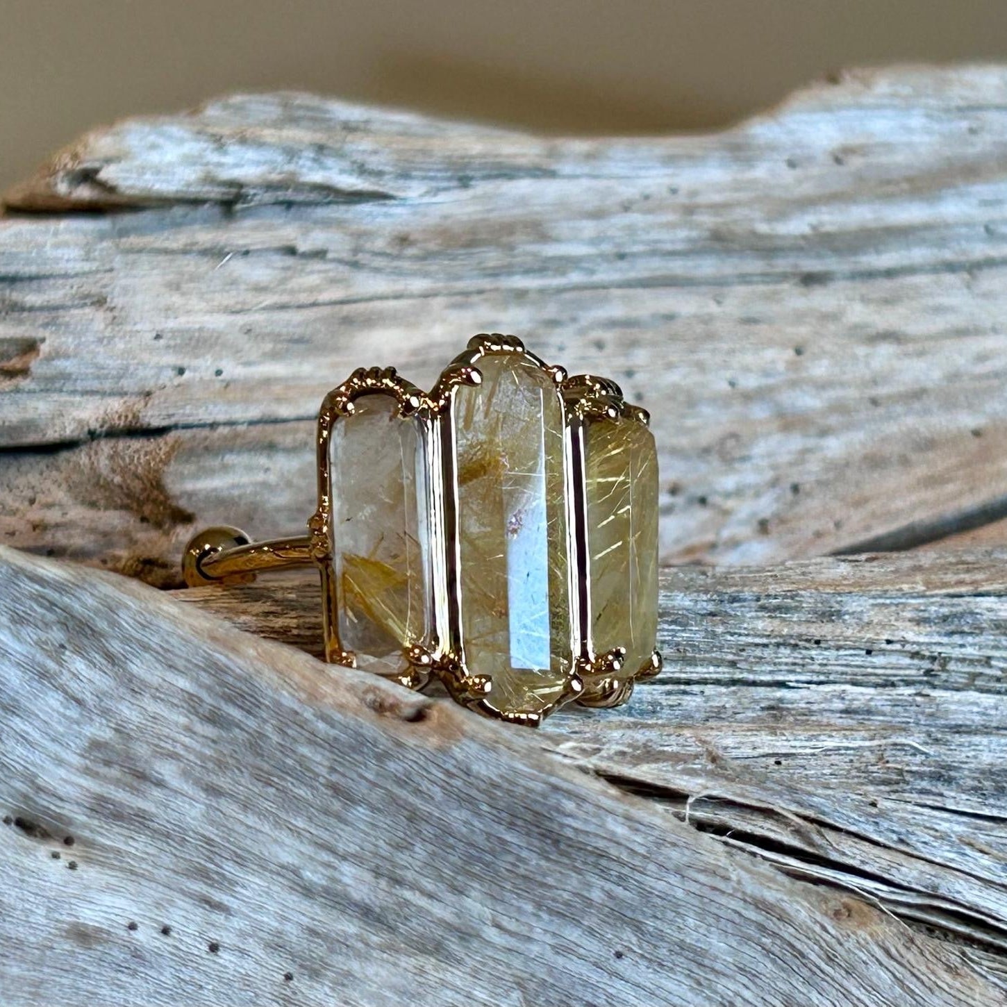 N°674 Alice - Bague trois barrettes serties (grand modèle)