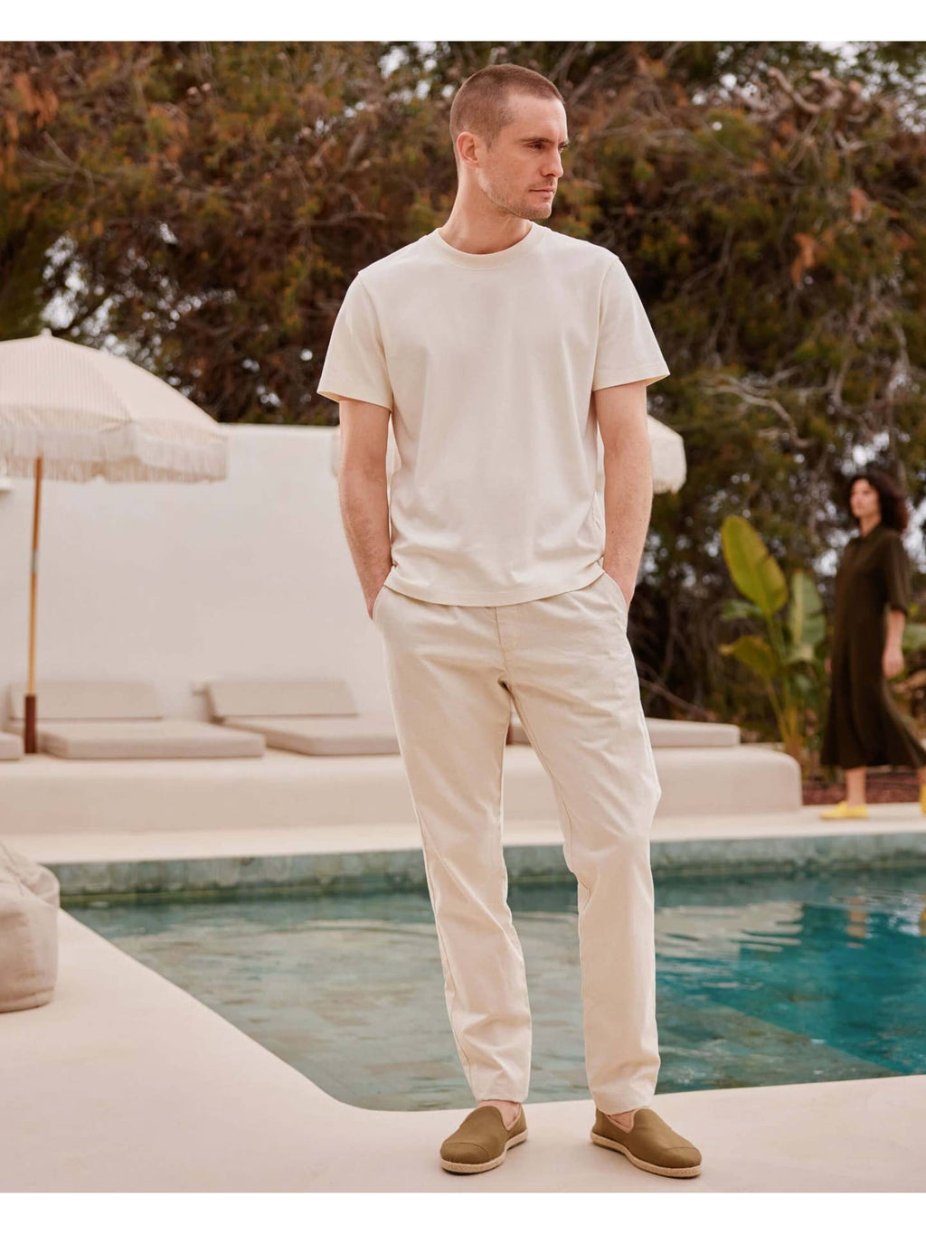 Espadrille homme coton, olive beige- Homme