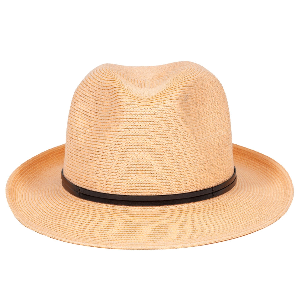 Chapeau Papier et Lien Cuir - Abricot