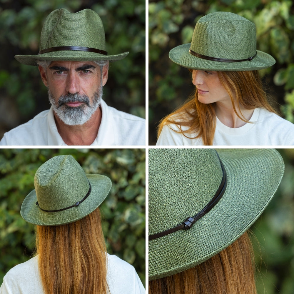 Chapeau Papier et Lien Cuir - Army