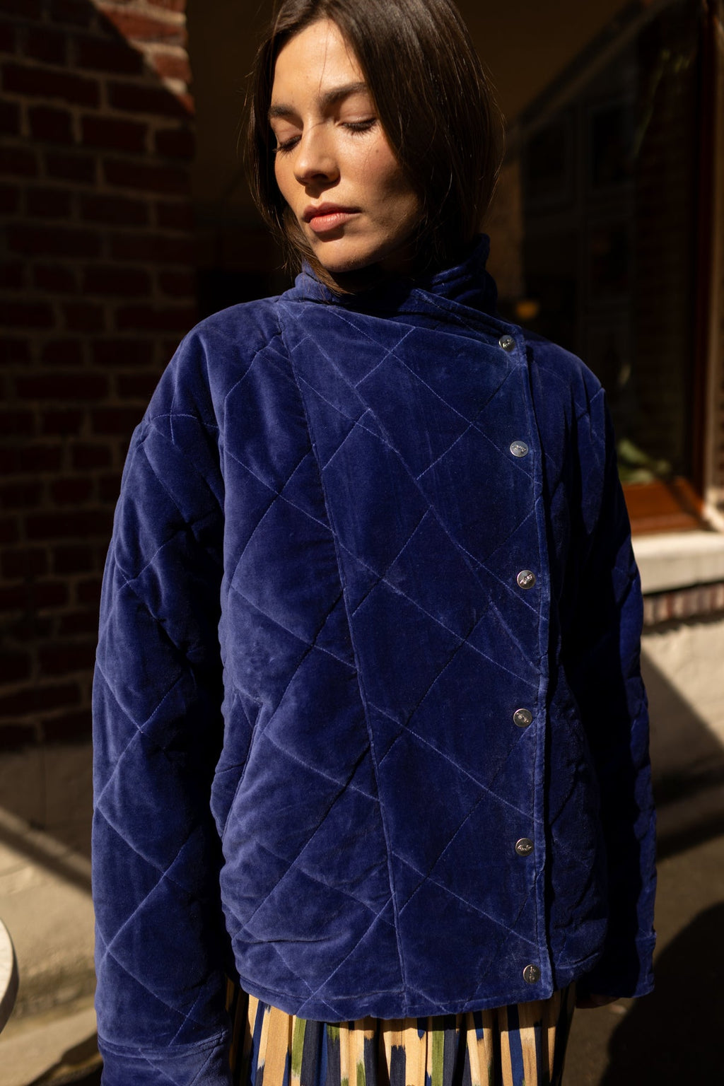 Kapuro - Veste - velours lisse Indigo