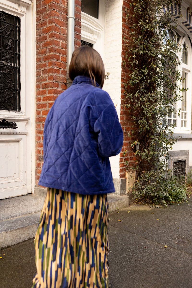 Kapuro - Veste - velours lisse Indigo