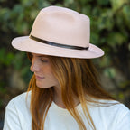 Chapeau Papier et Lien Cuir - Abricot