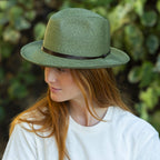 Chapeau Papier et Lien Cuir - Army