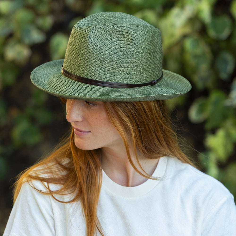 Chapeau Papier et Lien Cuir - Army