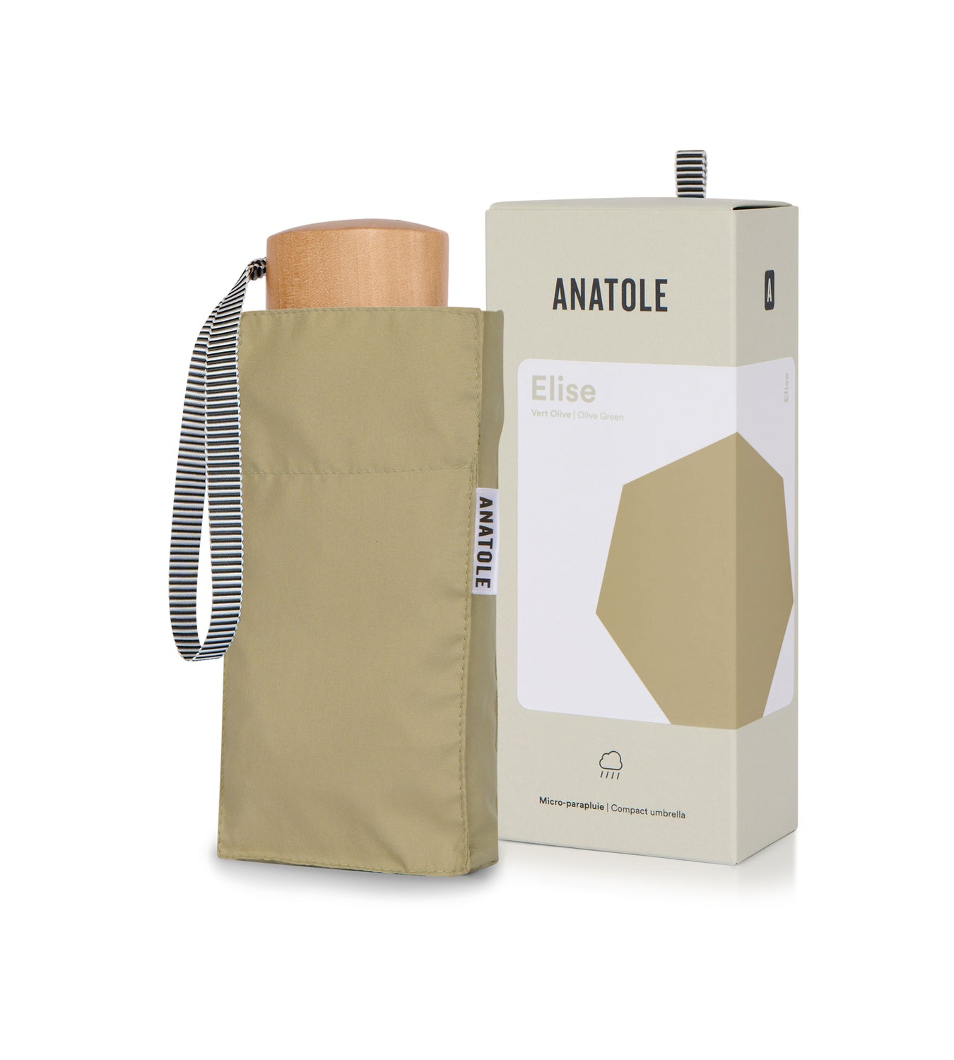 Elise - Mini parapluie vert olive – micro & solide