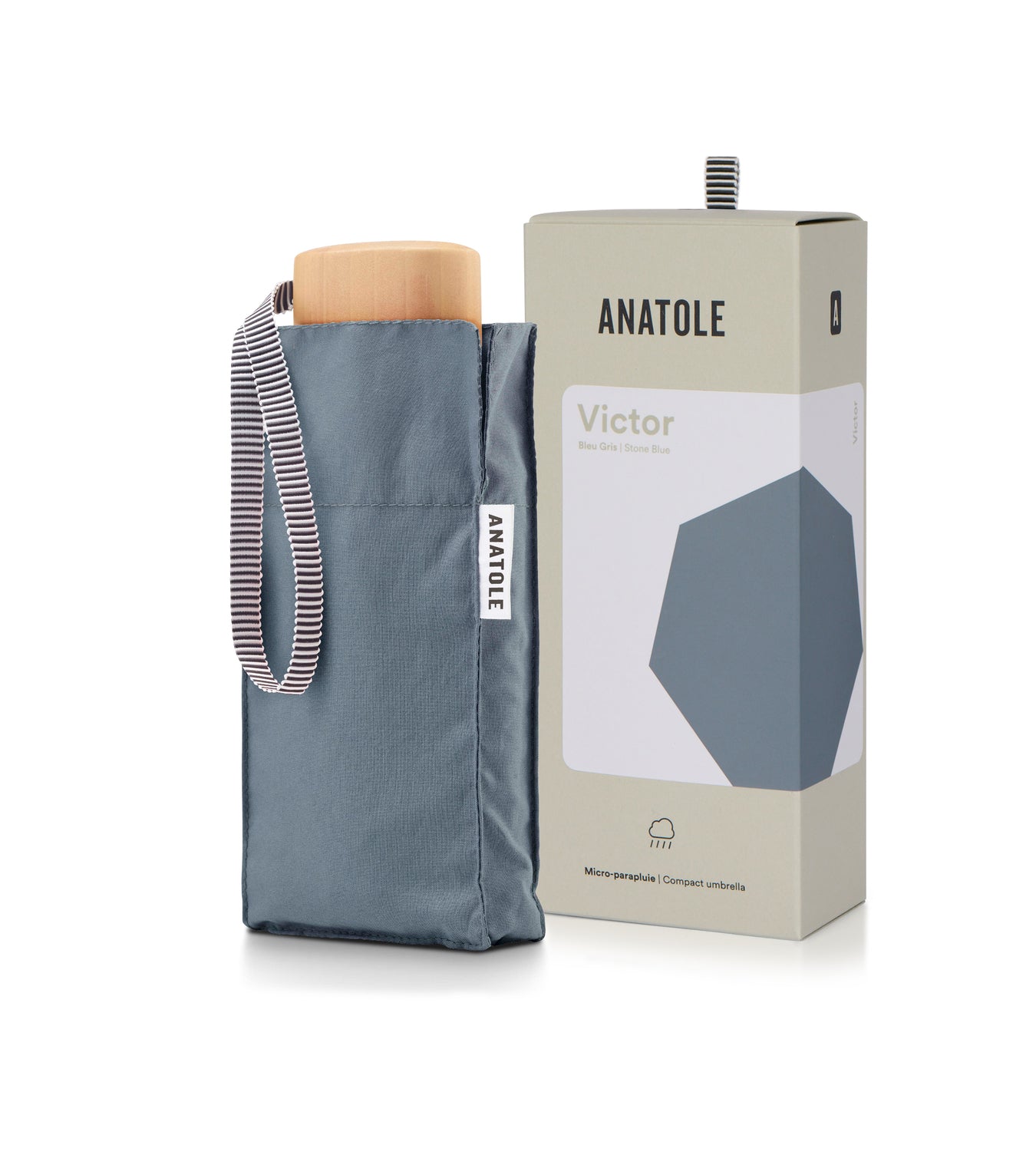 Victor - Mini parapluie bleu-gris – micro & solide