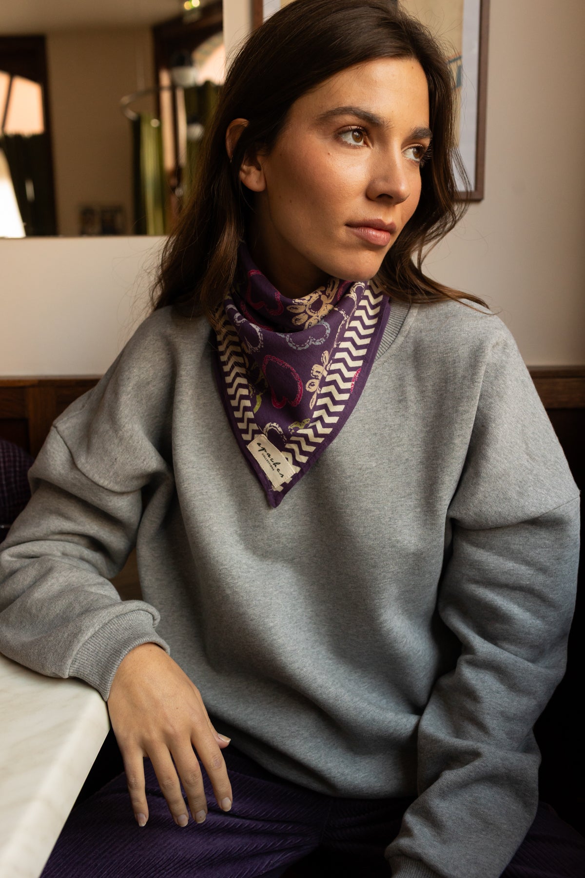 Petit Foulard Apaches Manika - Ardoise - Taffeta