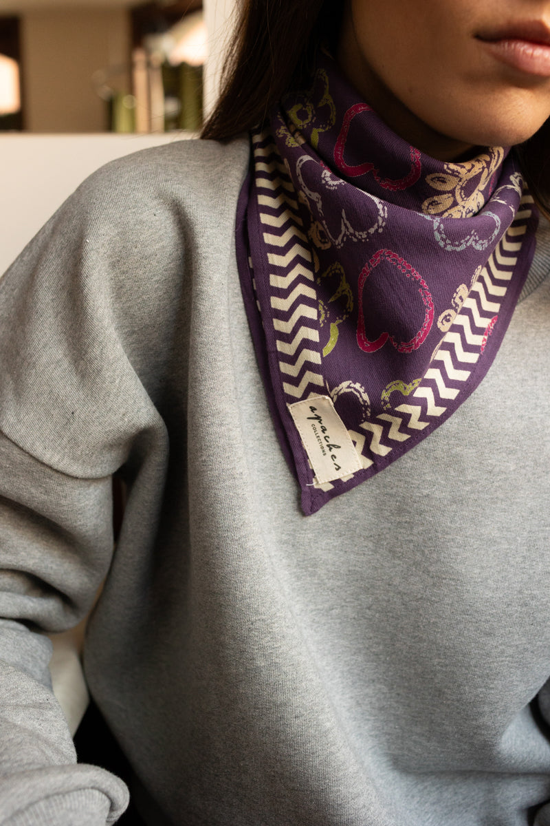Petit Foulard Apaches Manika - Ardoise - Taffeta