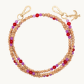 Bandouliere Arielle - Perles de bois Rose Rouge