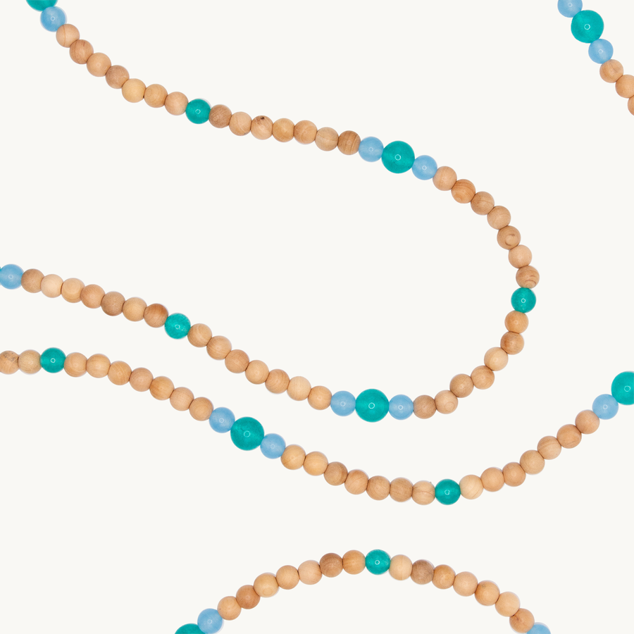 Bandouliere Arielle - Perles de bois Turquoise
