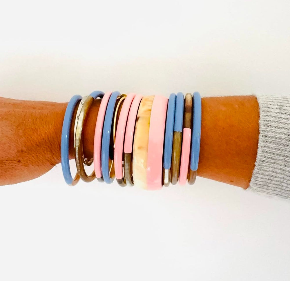 Joe Fin à l'unité - Chamallow - bracelet en corne bicolore