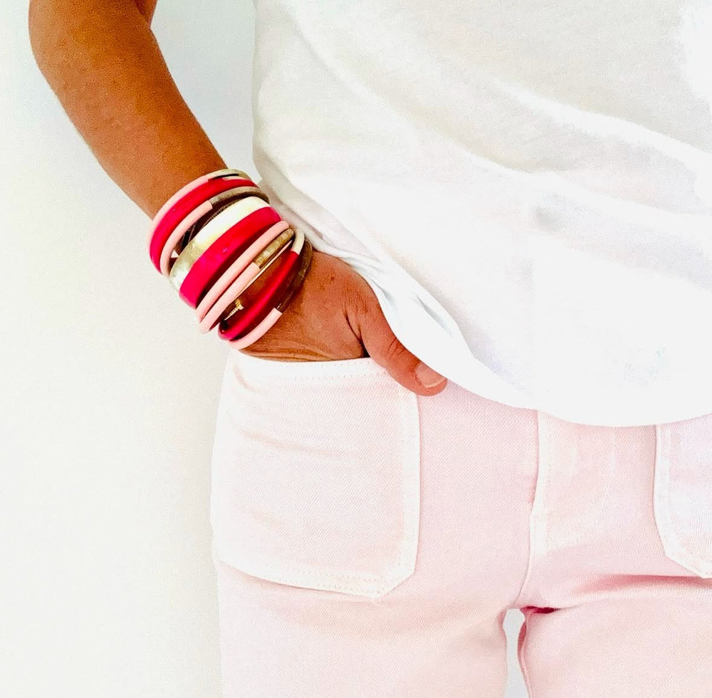 Joe Fin à l'unité - Chamallow - bracelet en corne bicolore