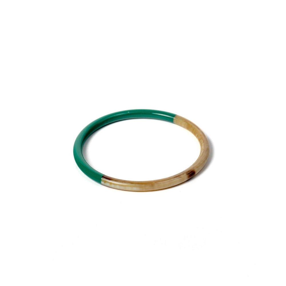 Joe Fin à l'unité - Paon - bracelet en corne bicolore