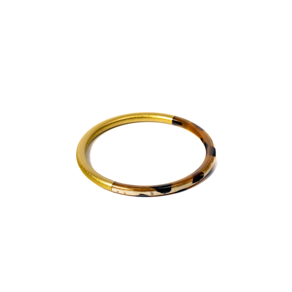 Joe Fin à l'unité - Léopard & Doré - bracelet en corne bicolore