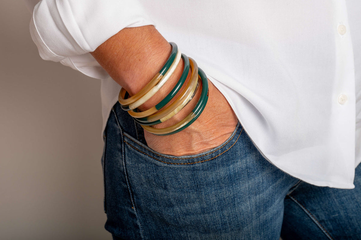 Joe Fin à l'unité - Amazone - bracelet en corne bicolore