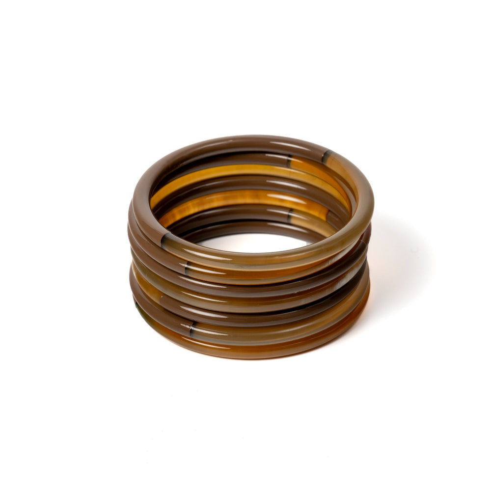 Joe Fin à l'unité - Taupe - bracelet en corne bicolore