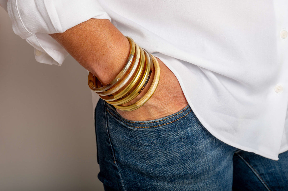 Joe Fin à l'unité - Doré - bracelet en corne bicolore