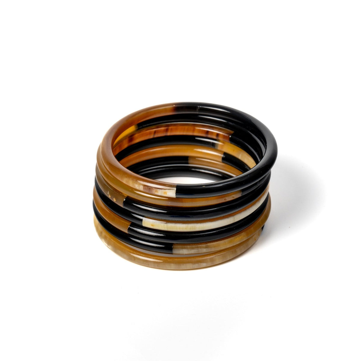 Joe Fin à l'unité - Noir - bracelet en corne bicolore