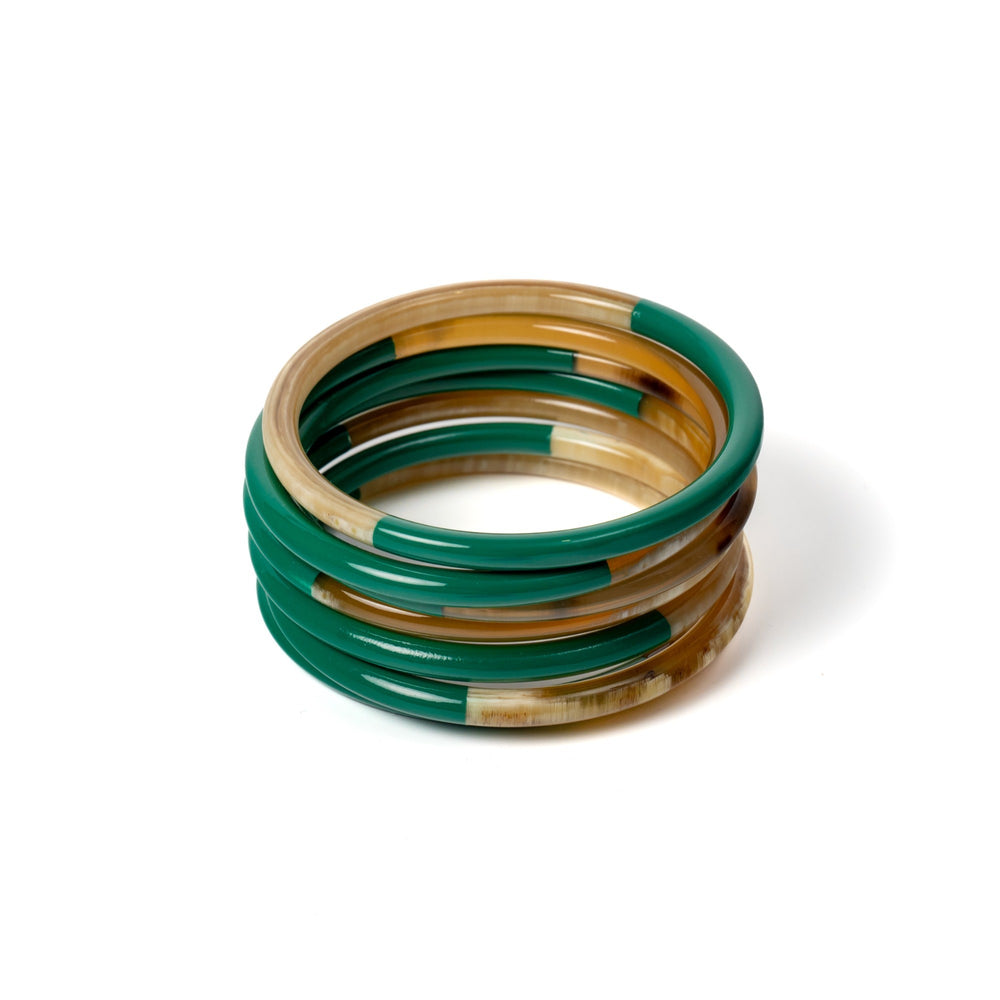 Joe Fin à l'unité - Paon - bracelet en corne bicolore