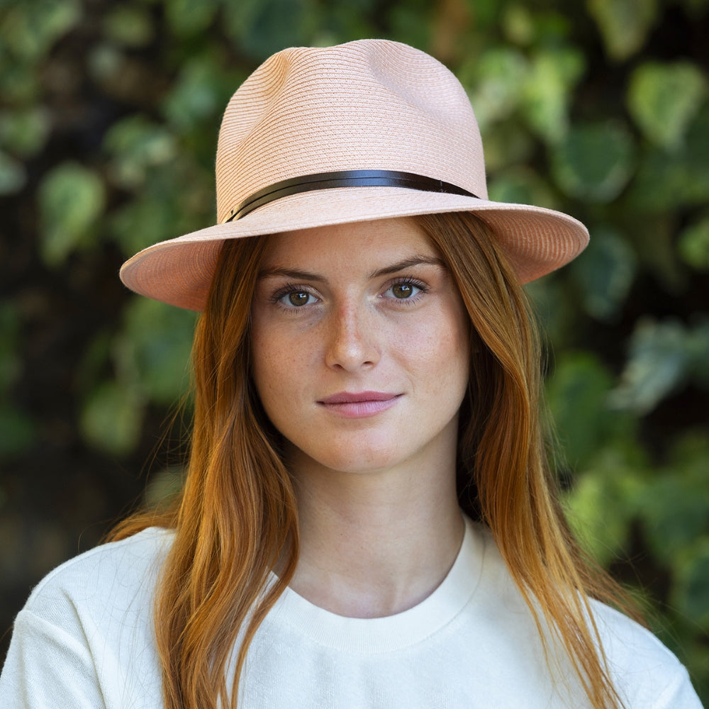 Chapeau Papier et Lien Cuir - Abricot