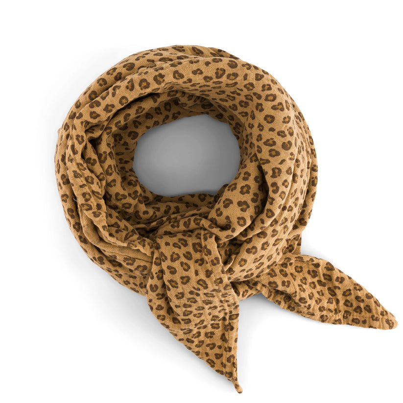 Grand Foulard Bianca - Leopard Coffee