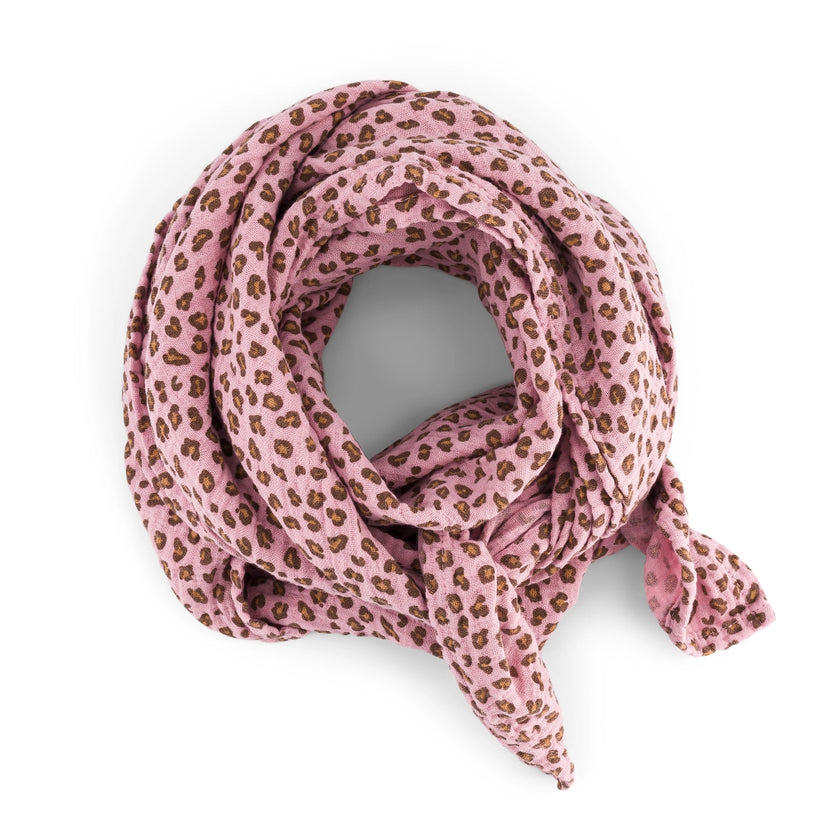 Grand Foulard Bianca - Leopard Candy Pink